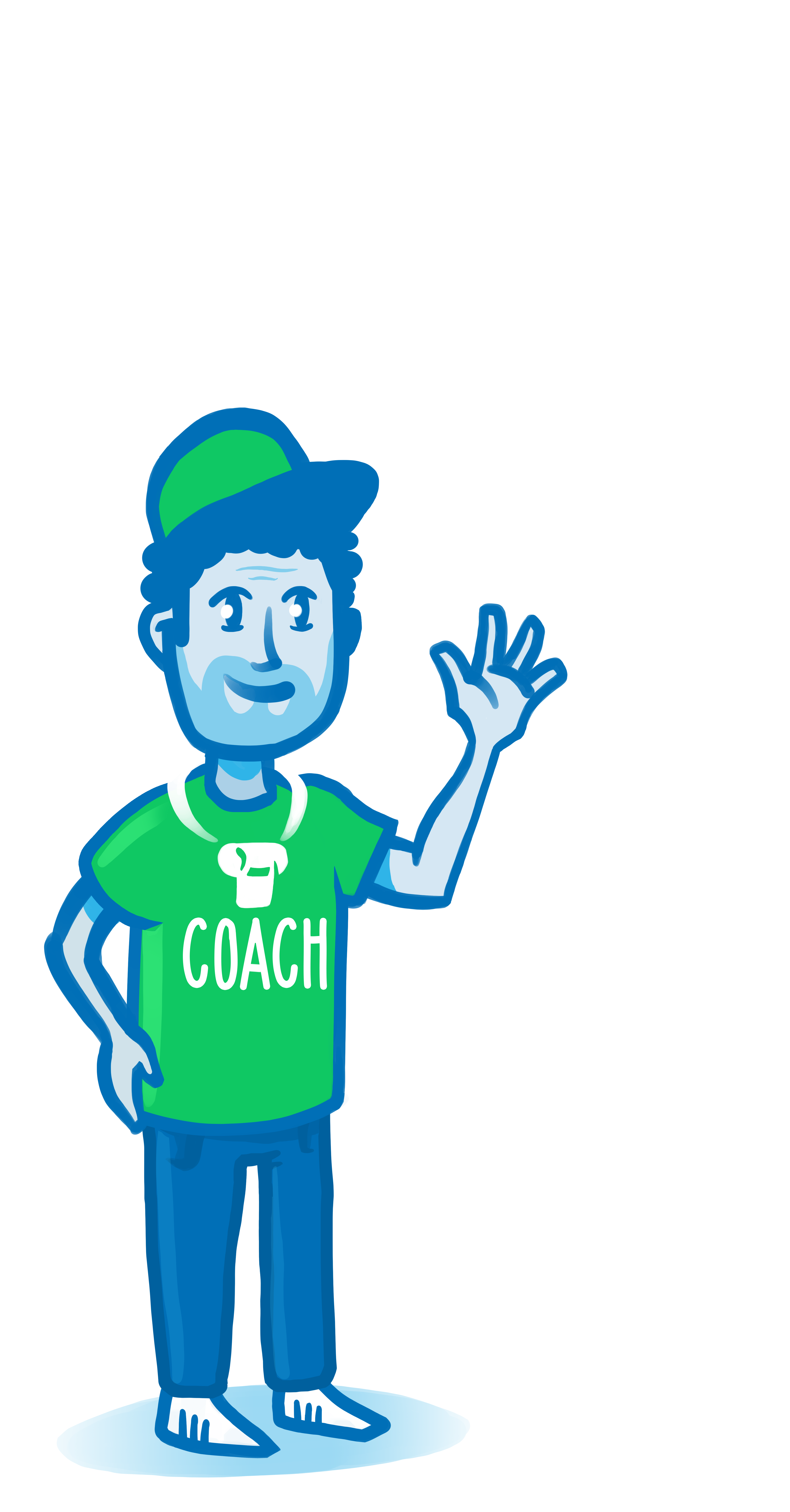 Mascotte Robin van de Vlaamse Trainersschool zegt hallo.