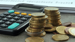 Euro centen en rekenmachine